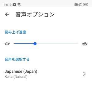 音声オプションを設定する画面です